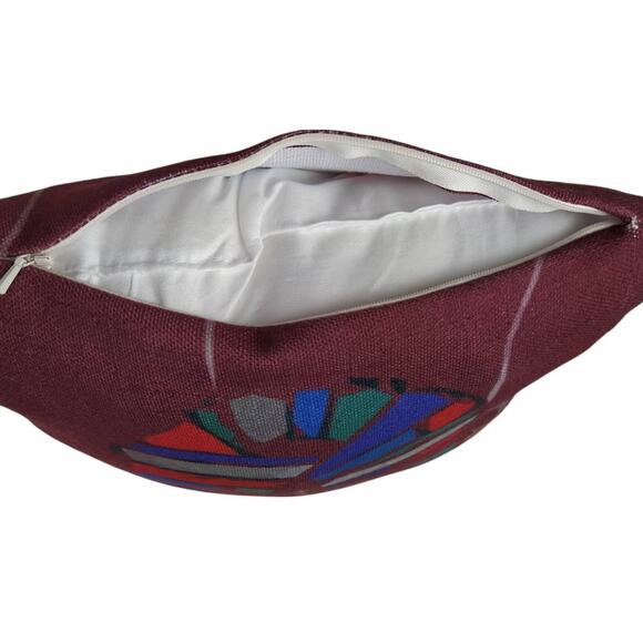 PX PIXELS Maroon Multicolor Artistic Throw Pillow Face Mask 13" x 13" - Picture 4 of 5